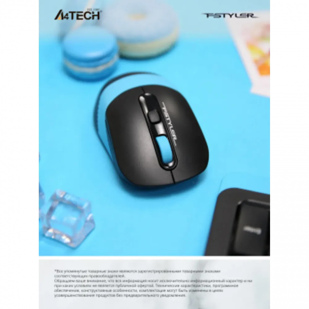 Клавиатура и мышь A4Tech Fstyler FG1010 беспроводные, черно-синие (FG1010 BLUE)