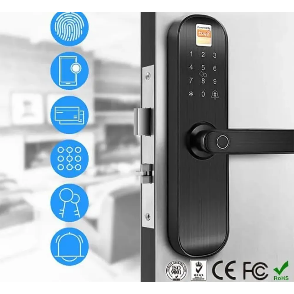 Дверной Wi-Fi замок Tuya Smart PST-E202 с отпечатком пальца, кодом и картой