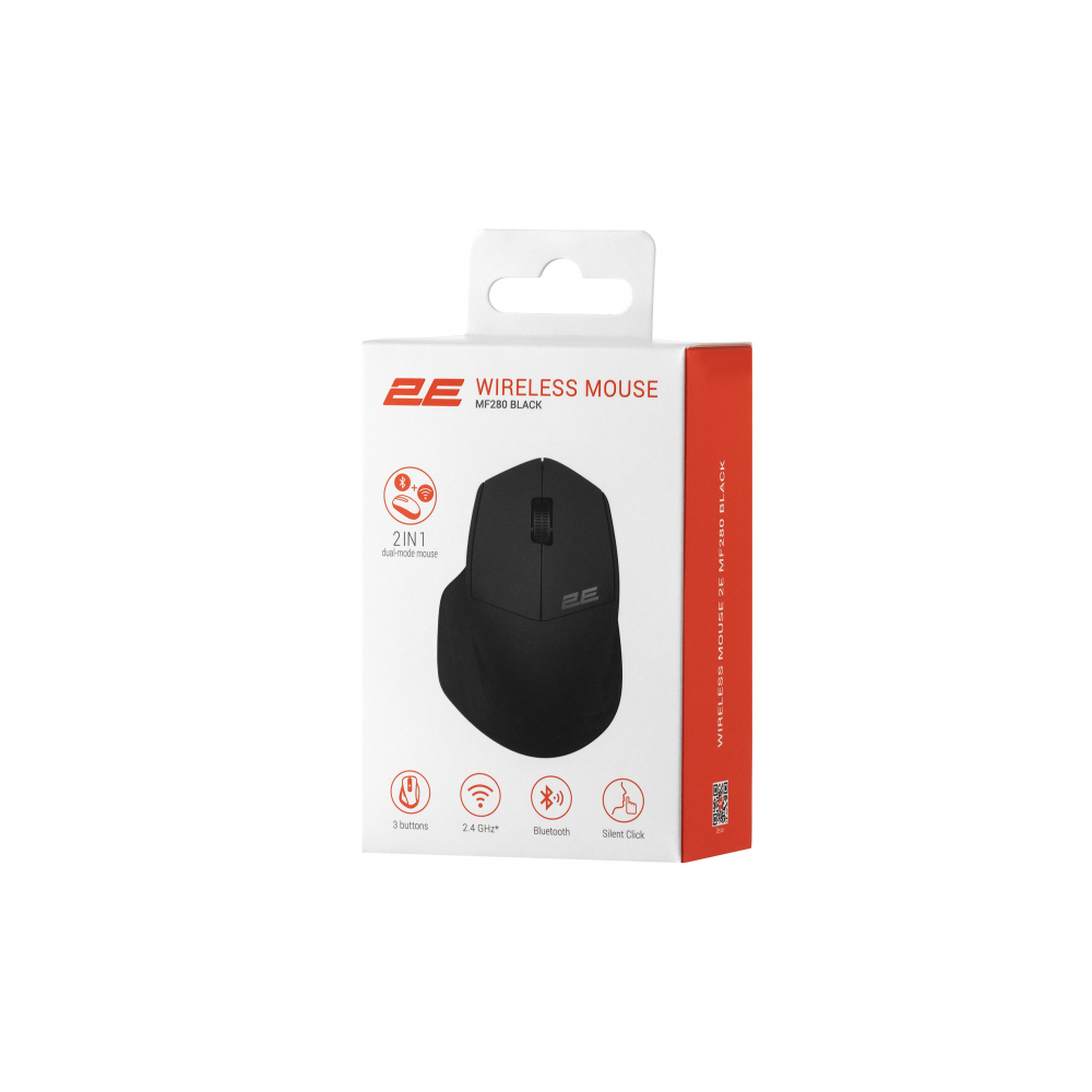 Мышь 2E MF280 Silent, WL/BT, чёрный