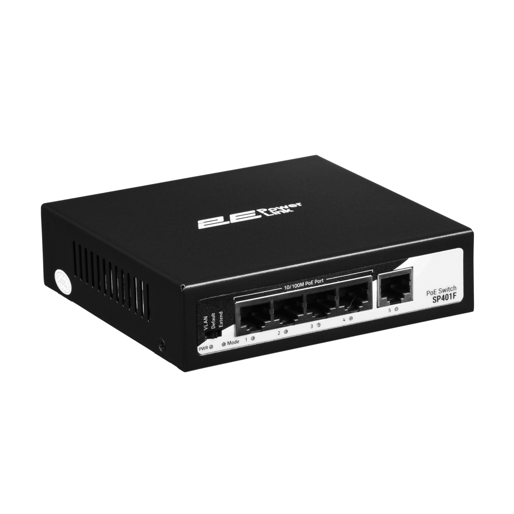 Коммутатор 2E PowerLink SP401F 5 портов Fast Ethernet (4 PoE, 1 Uplink), 55Вт, неуправляемый