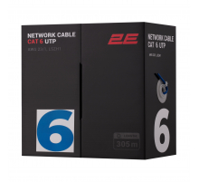 Кабель витая пара 2E CAT 6, U-UTP, 305м, AWG 23/1, LSZH-1, синий