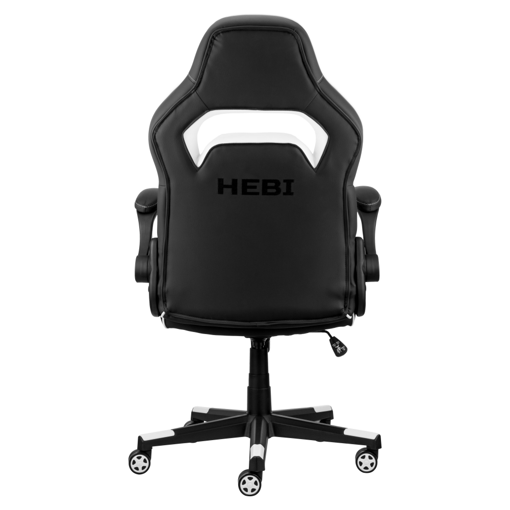 Кресло 2E GAMING HEBI, ПУ кожа, складные подлокотники, черно-белый