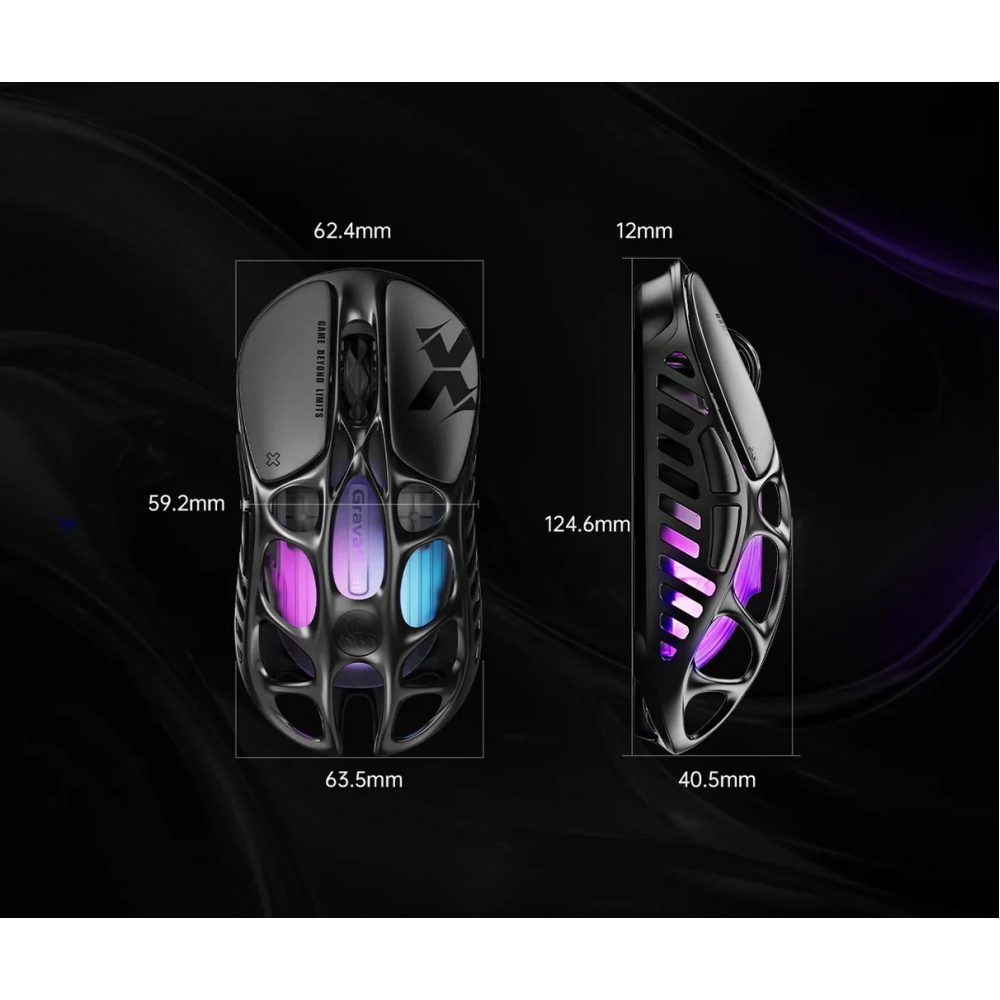 Мышь GravaStar Mercury X, BT/WL/USB-A, RGB, чорний