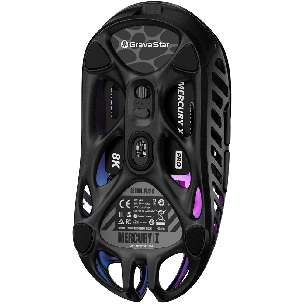 Мышь GravaStar Mercury X, BT/WL/USB-A, RGB, чорний