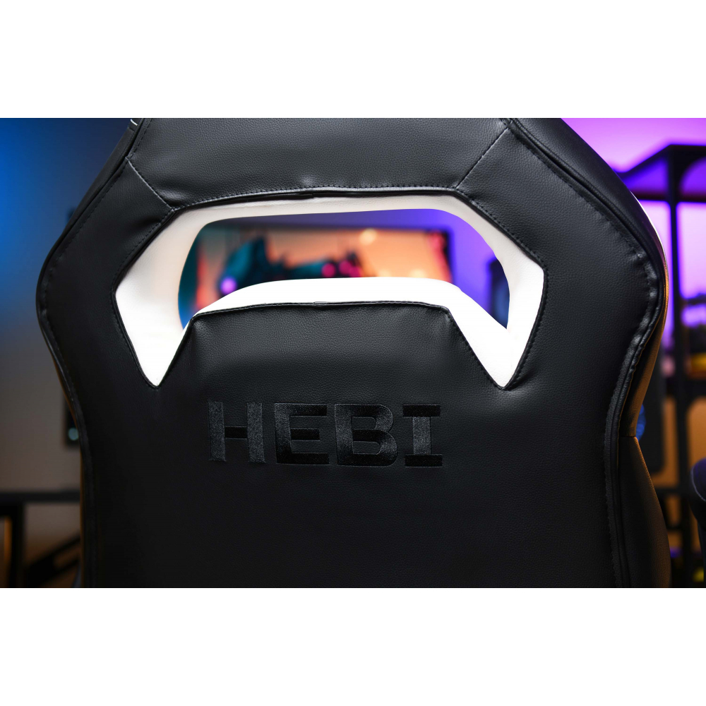 Кресло 2E GAMING HEBI, ПУ кожа, складные подлокотники, черно-белый