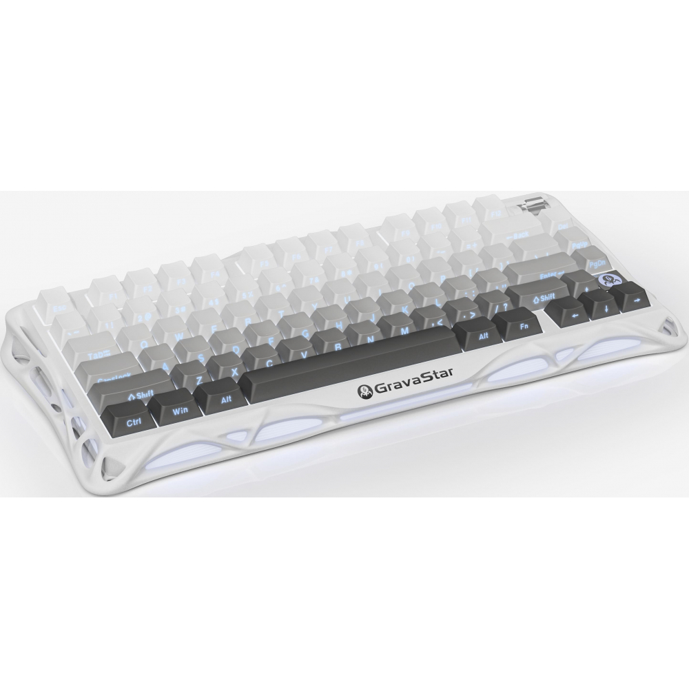 Клавиатура механическая GravaStar Mercury K1 80keys, GravaStar x Kailh Cheery Pink, EN, BT/WL/USB, белый