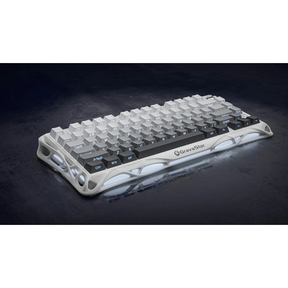 Клавиатура механическая GravaStar Mercury K1 80keys, GravaStar x Kailh Cheery Pink, EN, BT/WL/USB, белый