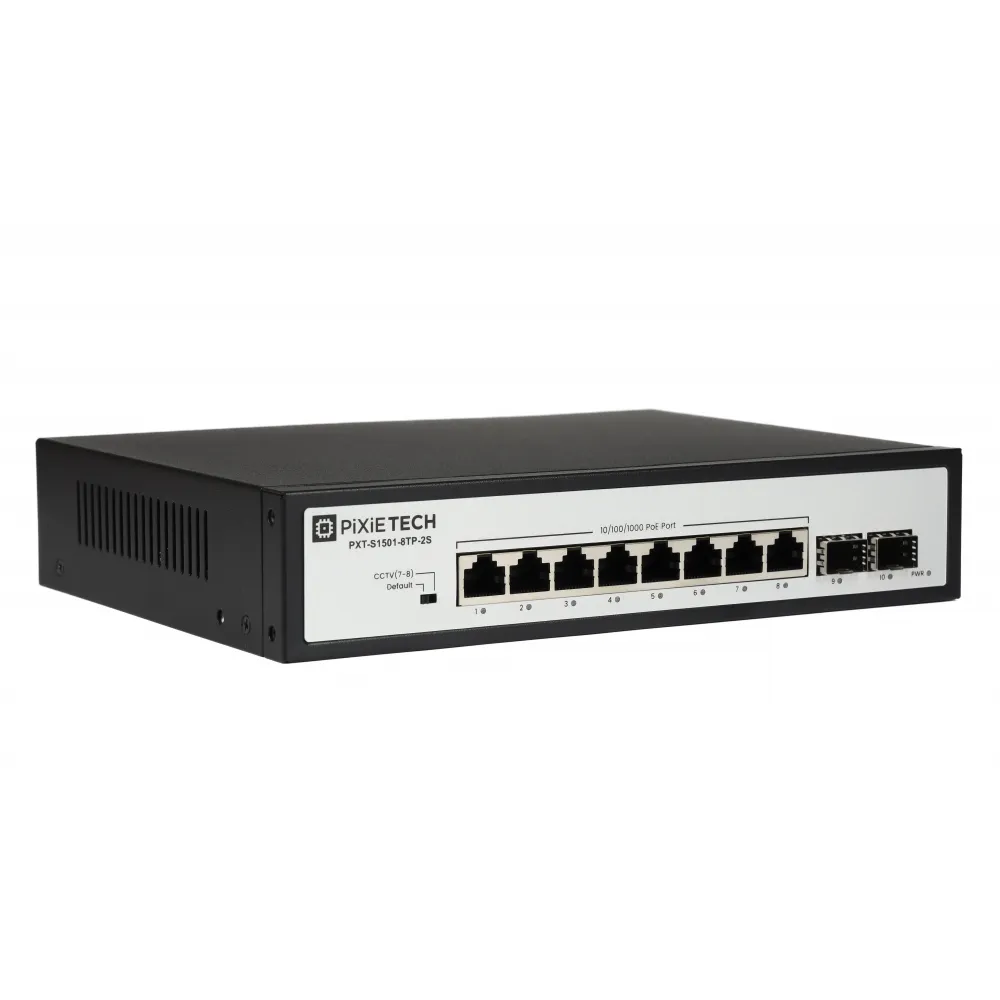 Неуправляемый PoE коммутатор Pixietech PXT-S1501-8TP-2S
