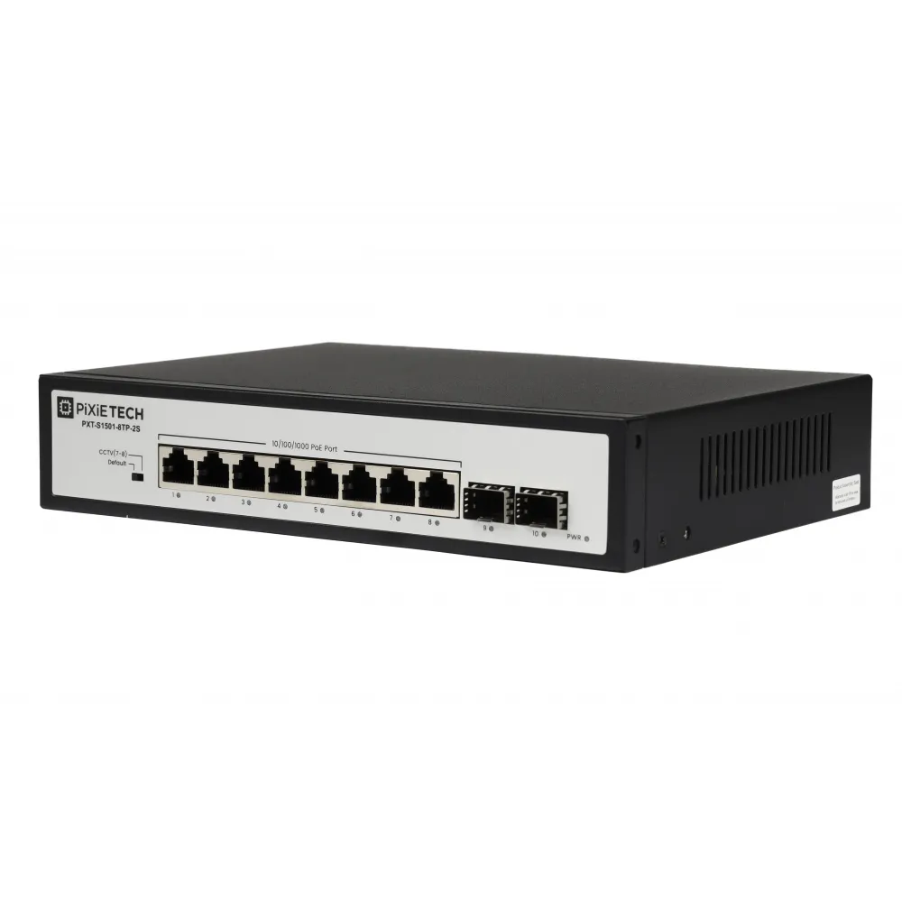 Неуправляемый PoE коммутатор Pixietech PXT-S1501-8TP-2S