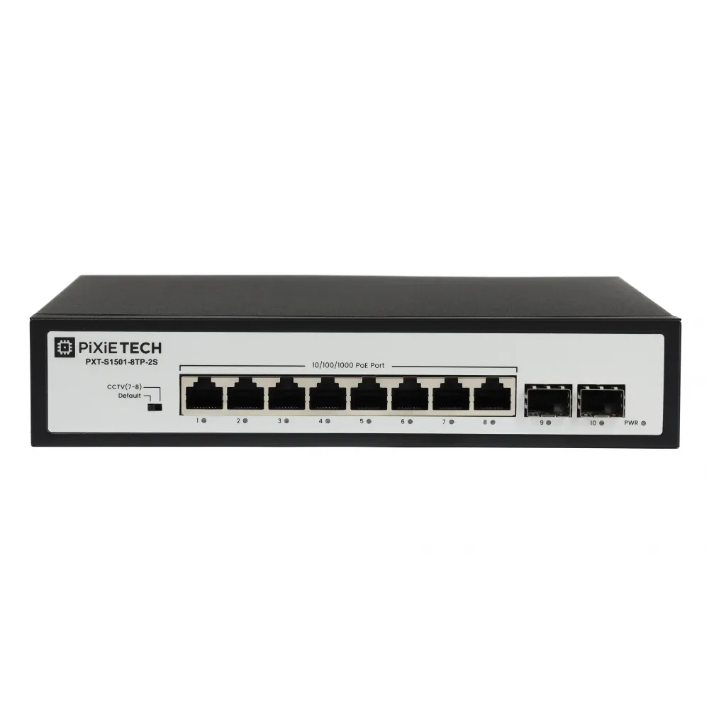 Неуправляемый PoE коммутатор Pixietech PXT-S1501-8TP-2S