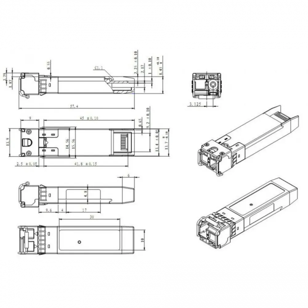 Модуль SFP+ WDM, 1270нм, до 3 км, 5dB