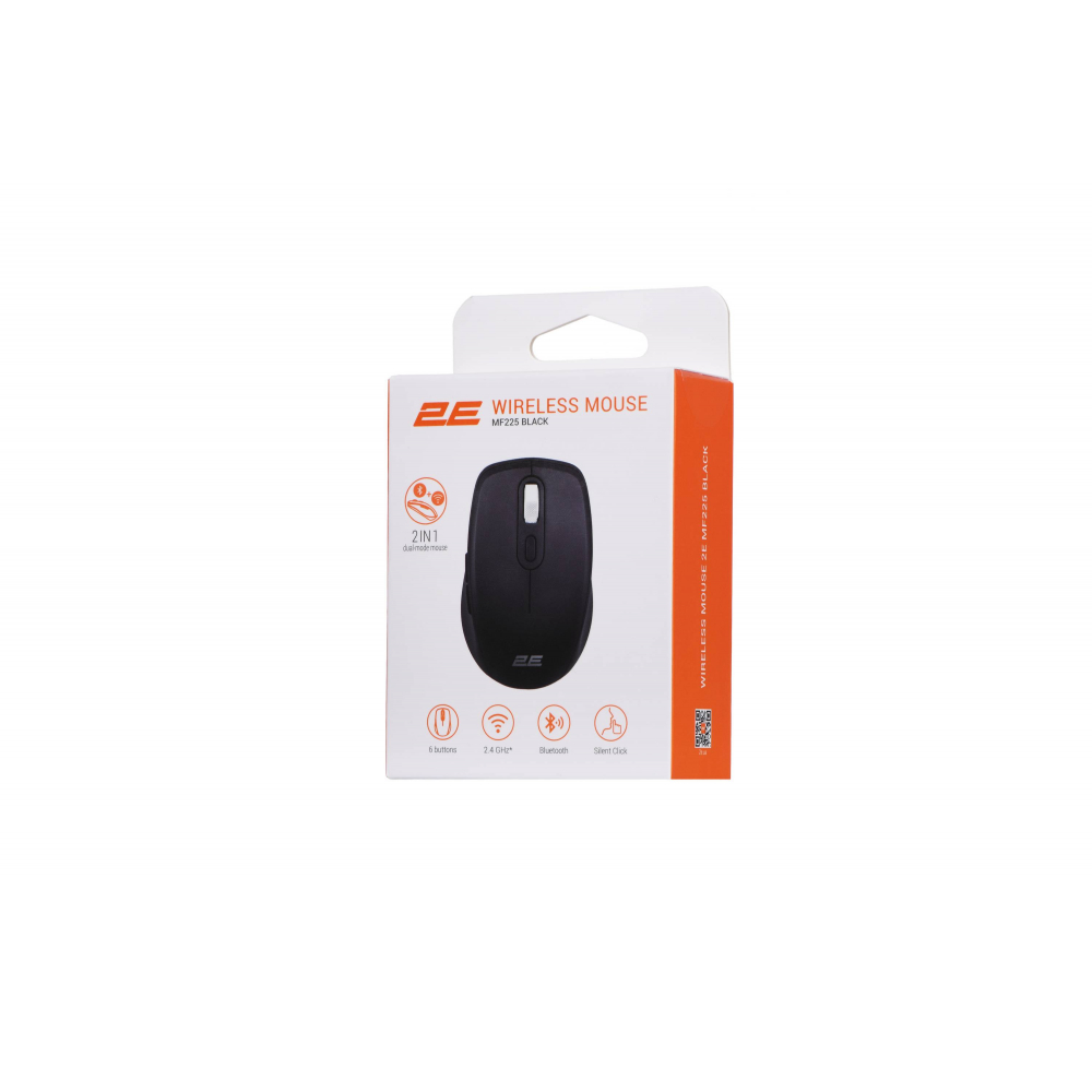 Мышь 2E MF225 Silent, WL/BT, чёрный