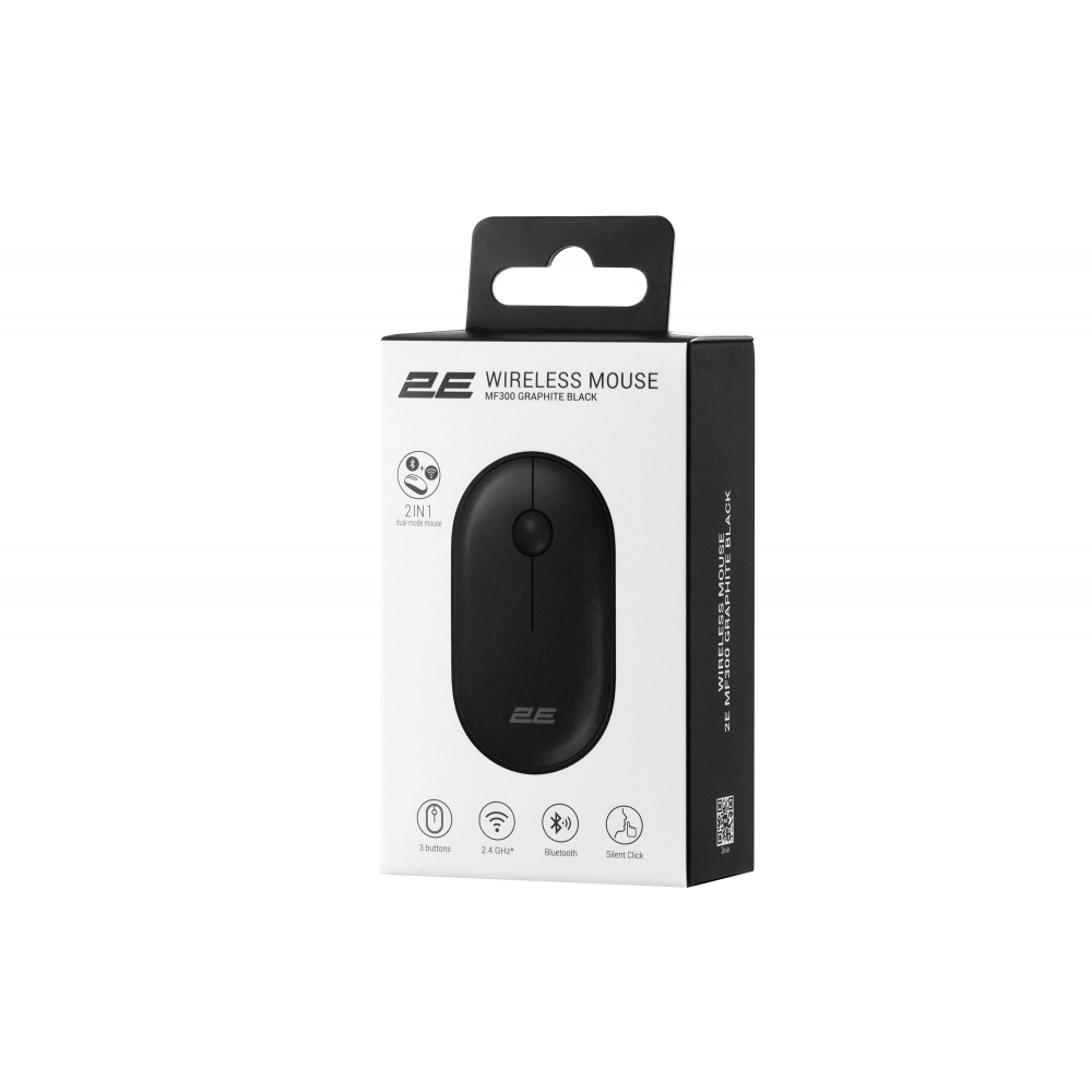 Мышь 2E MF300 Silent беспроводная, Bluetooth, графитово-чёрный