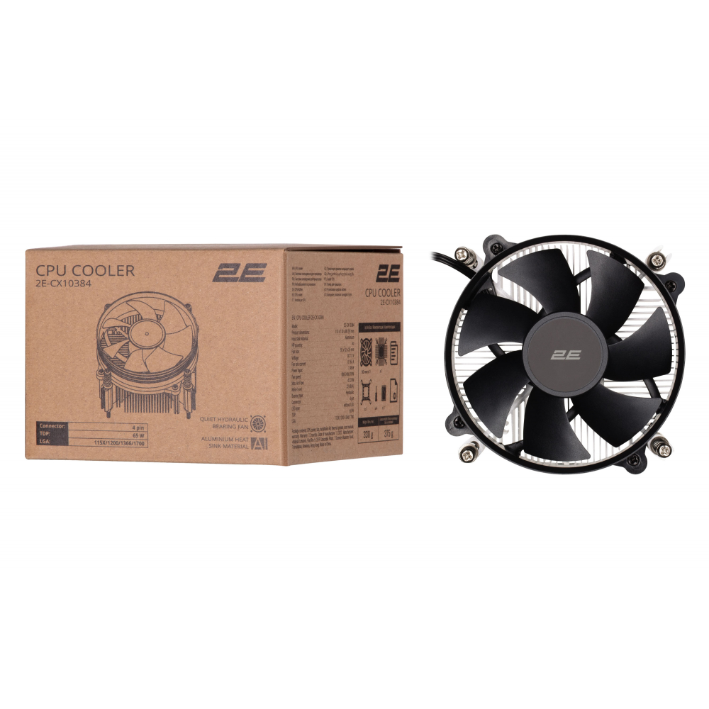Процессорный кулер 2E CX10384 для сокетов LGA1700, 1366, 1200, 115x с 4pin PWM и TDP 65W