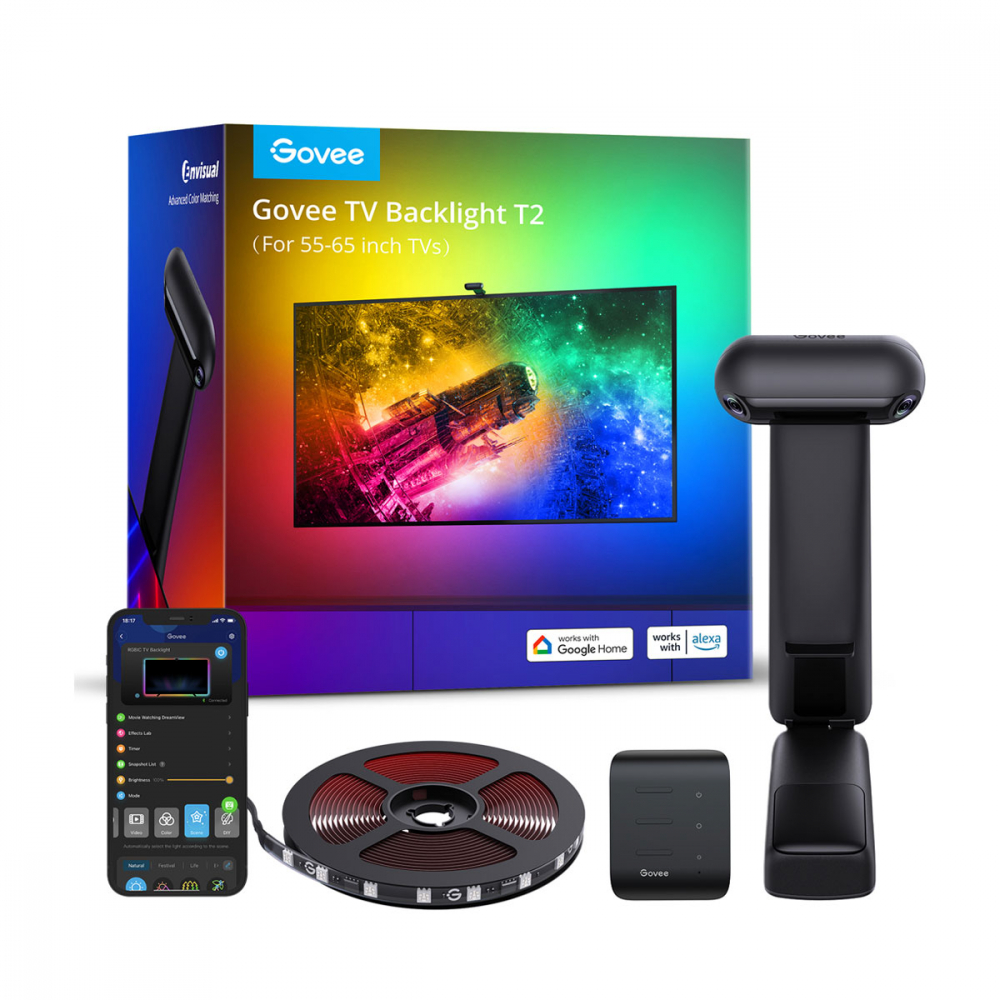 Набор адаптивной подсветки Govee H605C Envisual TV Backlight T2 с двойными камерами 55-65" RGB Черный