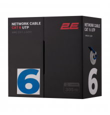 Кабель витая пара 2E CAT 6, U-UTP, 305м, AWG 23/1, LSZH-1, синий