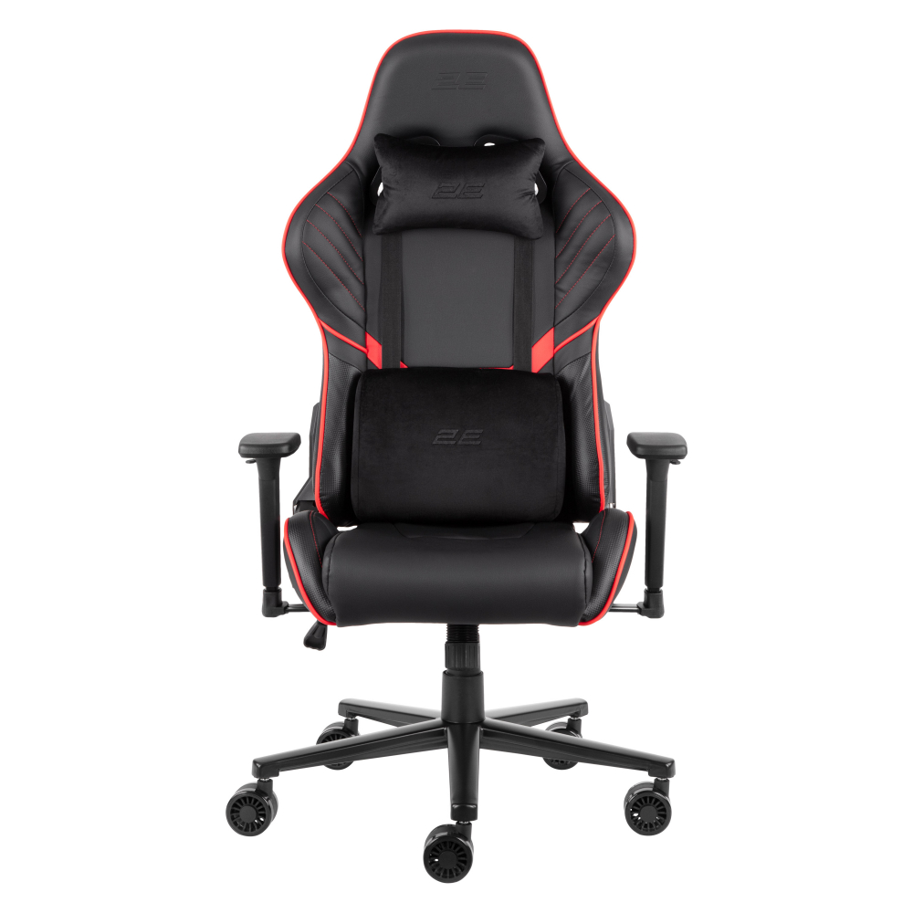 Кресло игровое 2E GAMING HIBAGON II, ПУ кожа, 3D-Armrests, черно-красное