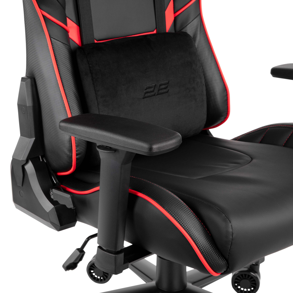 Кресло игровое 2E GAMING HIBAGON II, ПУ кожа, 3D-Armrests, черно-красное
