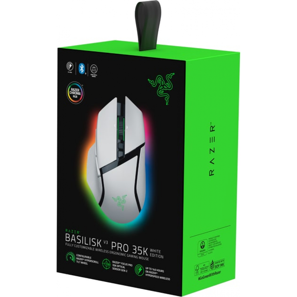 Мышь Razer Basilisk V3 Pro 35K, RGB, USB-A/WL/BT, белый
