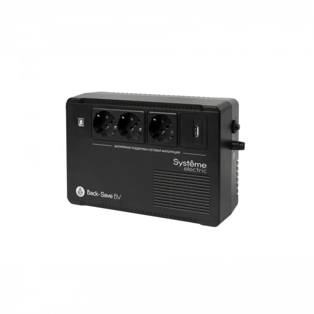 ИБП Back-Save BV Systeme Electric 800 ВА с AVR, 3 розетки Schuko, USB Type-A