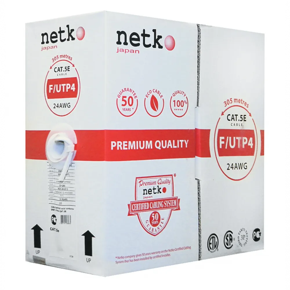 Кабель F/UTP4 (FTP4) Cat.5e NETKO, 4 пары, 24 AWG BC, PVC, для внутренней прокладки, 305м
