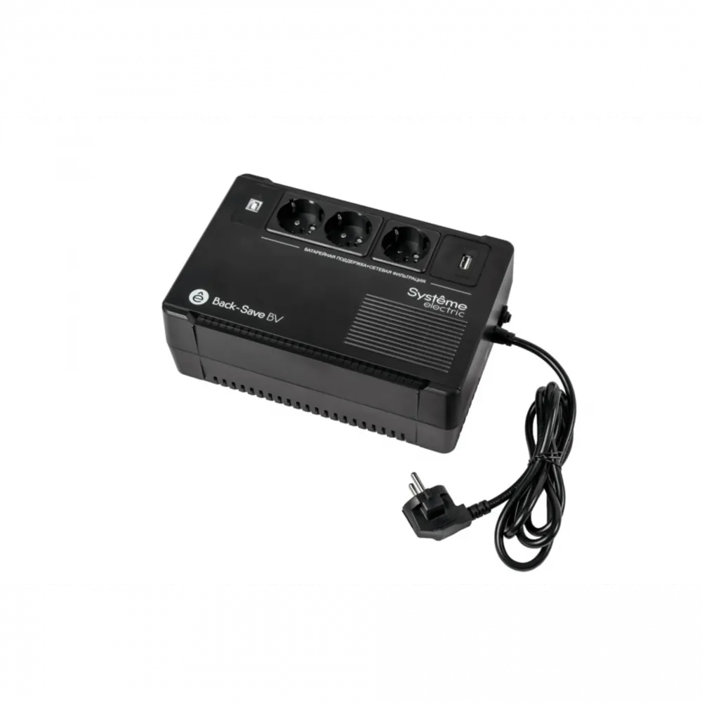ИБП Back-Save BV Systeme Electric 800 ВА с AVR, 3 розетки Schuko, USB Type-A