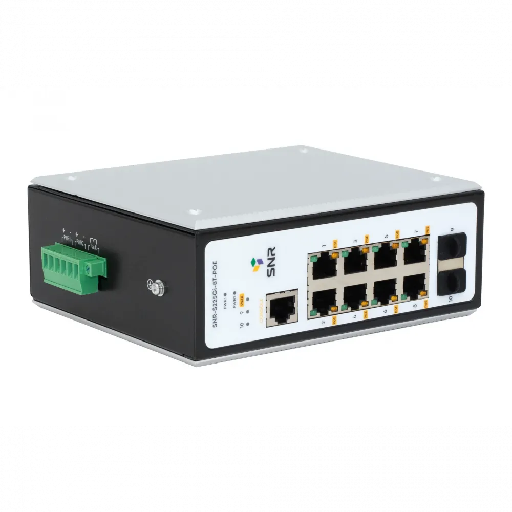 Управляемый промышленный POE коммутатор SNR-S225Gi-8T-POE, 8 портов