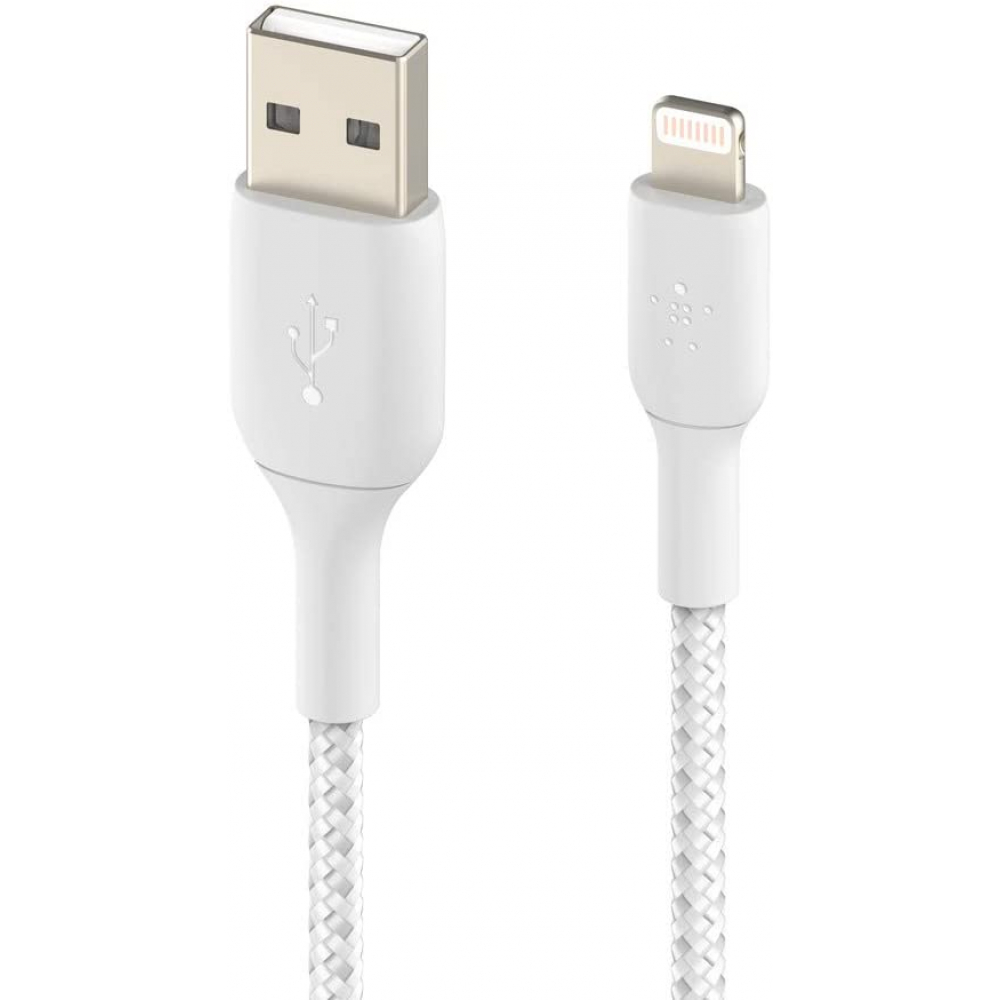 Кабель USB-A — Lightning для зарядки и синхронизации Belkin 1 м, витой, белый