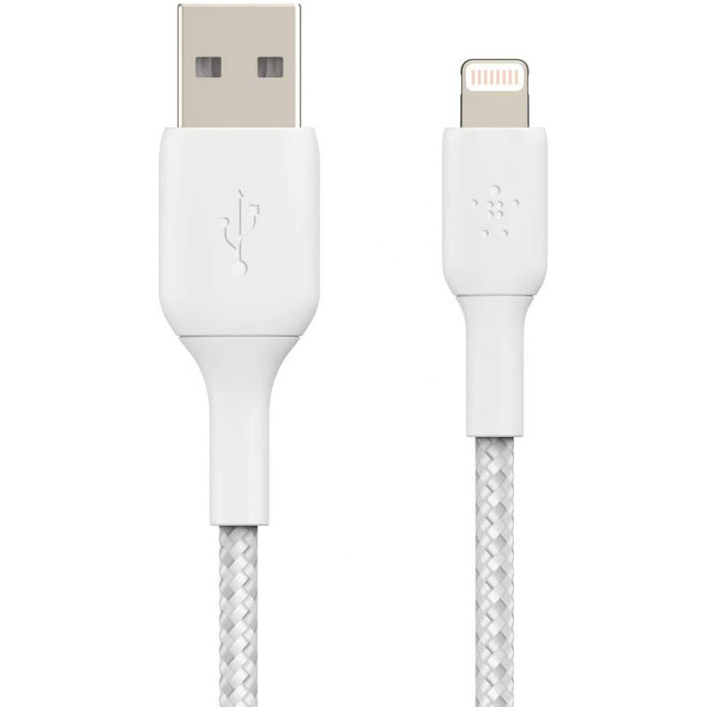 Кабель USB-A — Lightning для зарядки и синхронизации Belkin 1 м, витой, белый