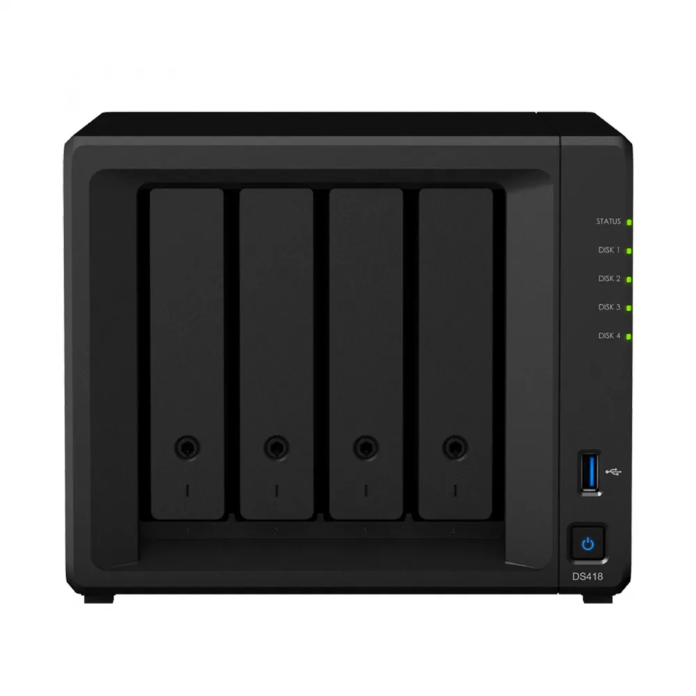 NAS-сервер Synology DiskStation DS418, 4xHDD3,5, 2х1000Base-T, без дисков