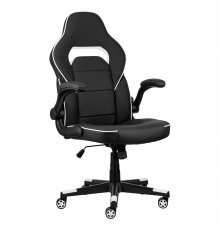 Кресло 2E GAMING HEBI, ПУ кожа, Foldable Armrests, чёрно-белый