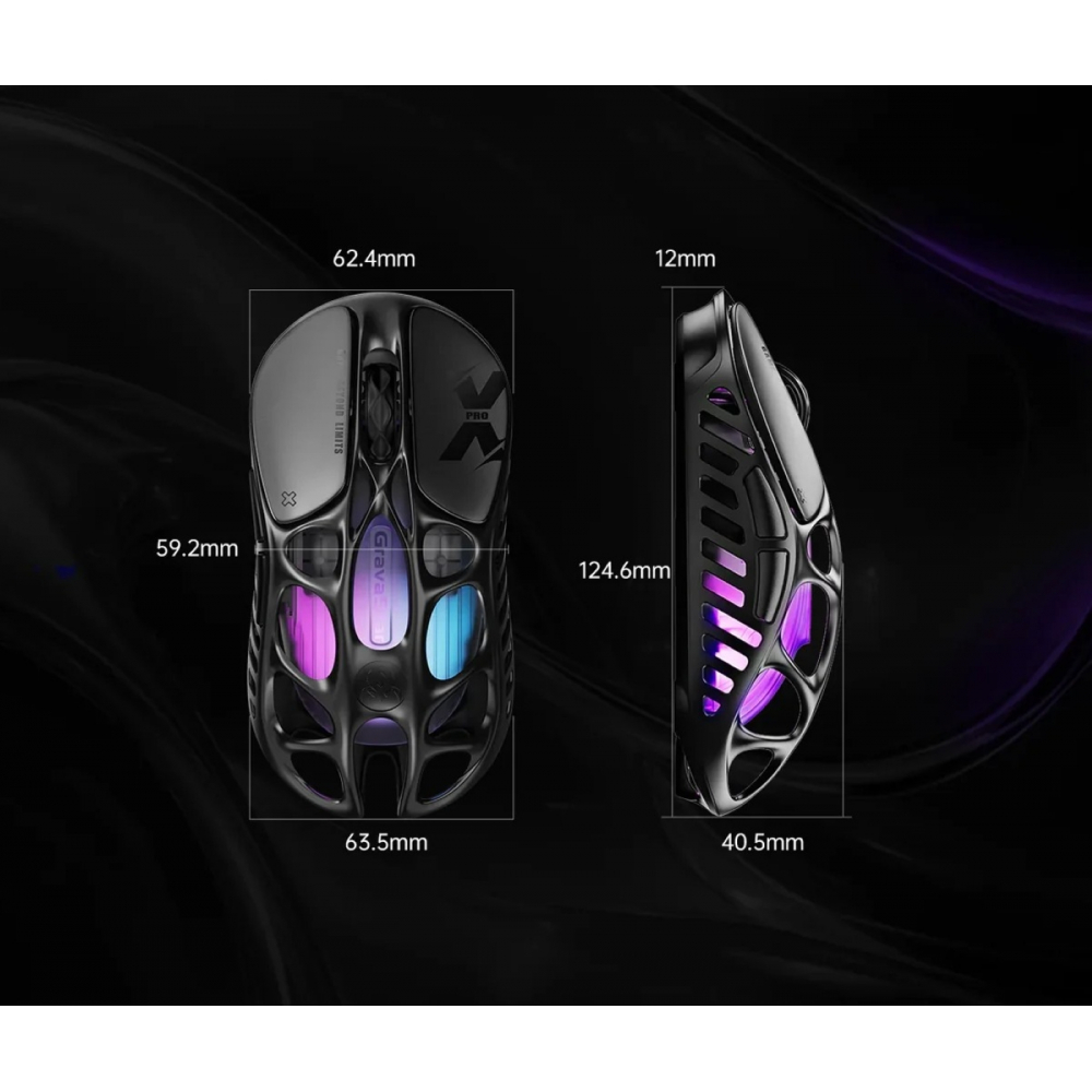 Мышь GravaStar Mercury X Pro, 8K, BT/WL/USB-A, RGB, черный