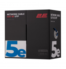 Кабель витая пара 2E CAT 5e, U-UTP, 305м, AWG 24/1, LSZH, синий