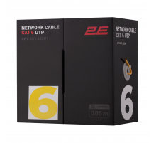 Кабель витая пара 2E CAT 6, U-UTP, 305м, AWG 23/1, LSZH-1, желтый