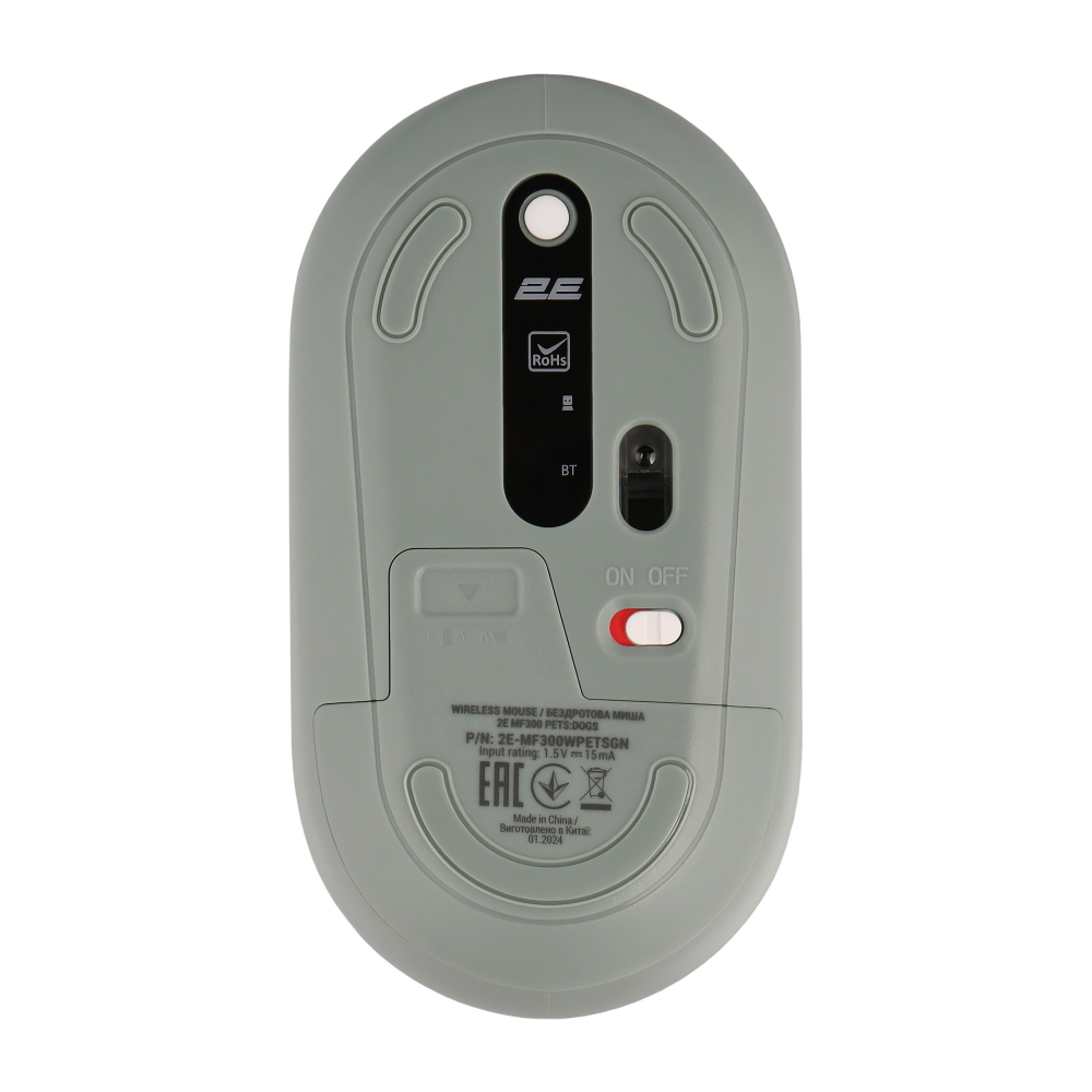 Мышь 2E MF300 PETS:DOGS Silent WL BT, зелёный