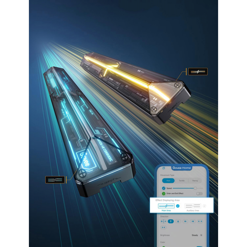 Набор настенных светильников Govee H1063 Gaming Wall light Expansion Kit, 2шт, RGBIC, WI-FI/Bluetooth, фиолетовый