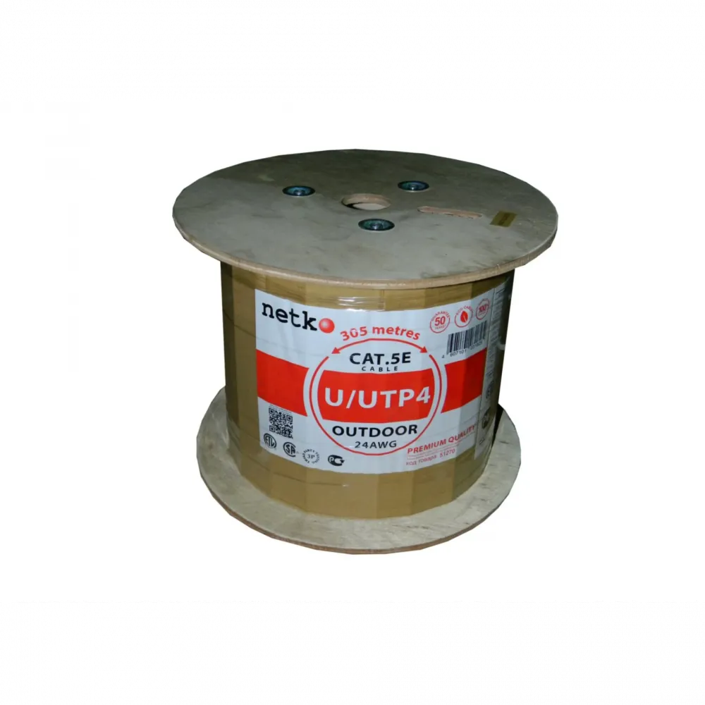 Кабель U/UTP4 cat.5e NETKO, 24 AWG BC, на катушке, PE, outdoor, 305м
