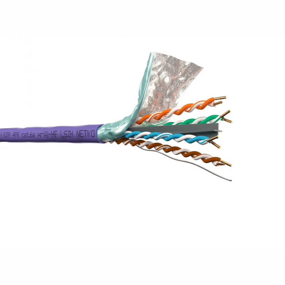 Кабель F/UTP4 (FTP4) cat.6a NETKO, 4 пары 23 AWG BC, нг(А)-HF LSZH, indoor, 305м